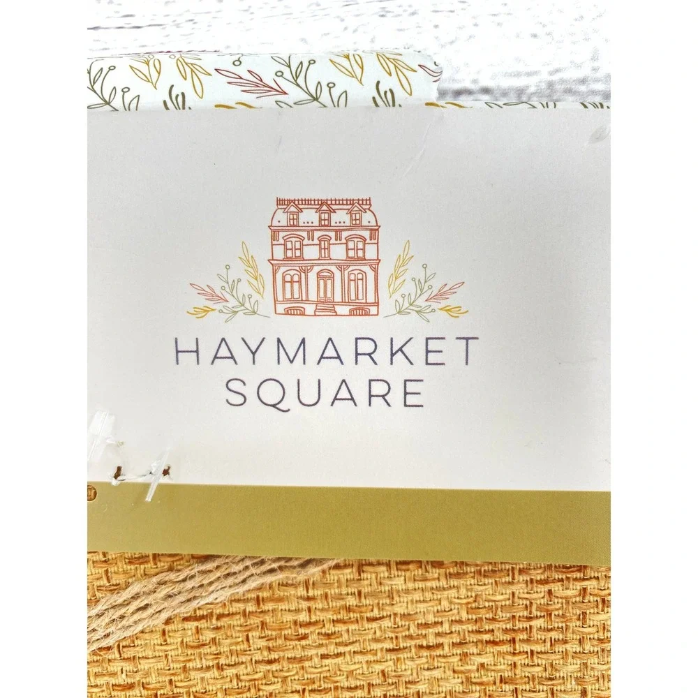Haymarket Square Pumpkin Placemats (4) Tan Jute Rope Embroidered Fall Autumn